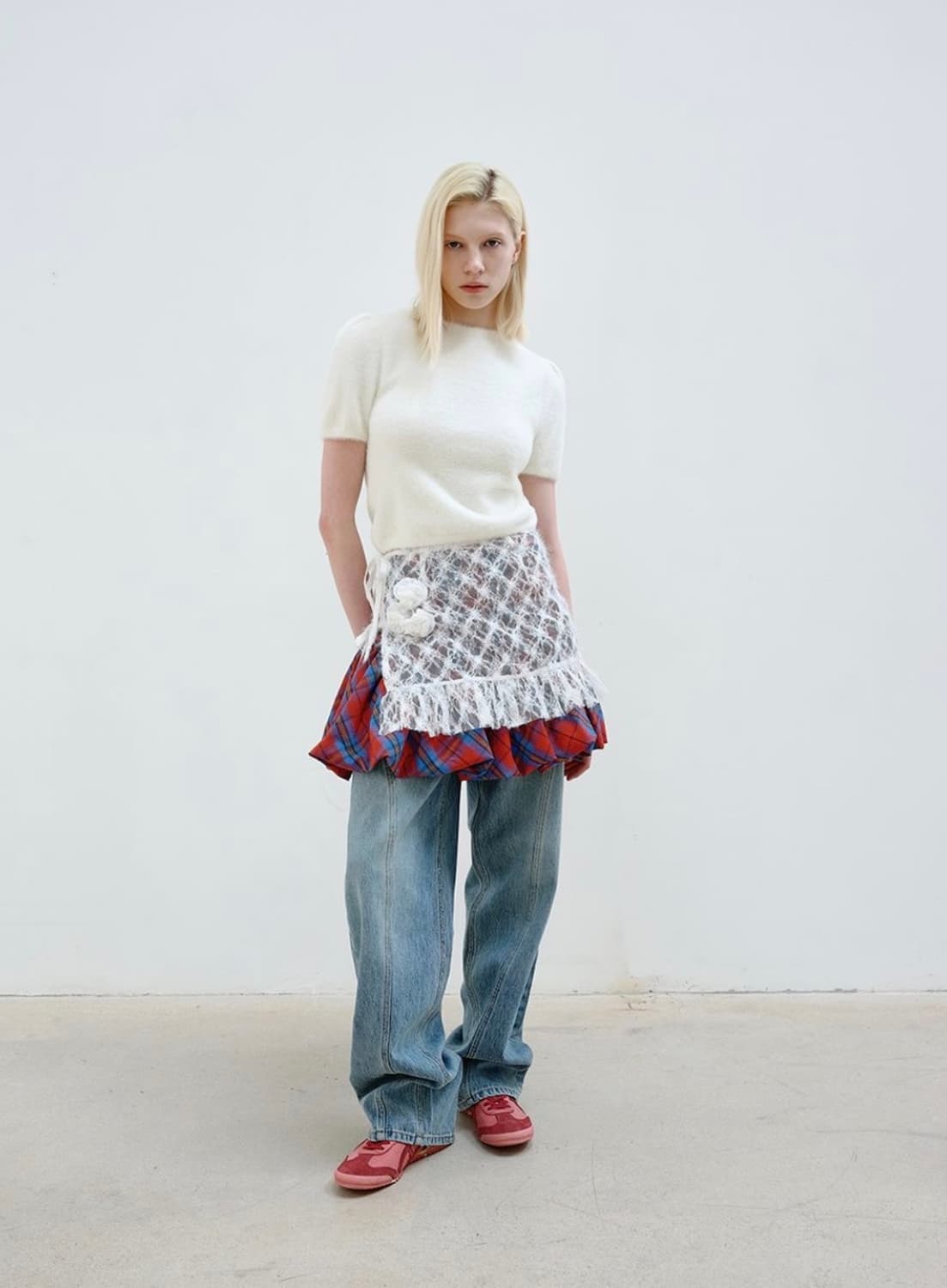 아옵트 레이어드 스커트 화이트 상품이미지1