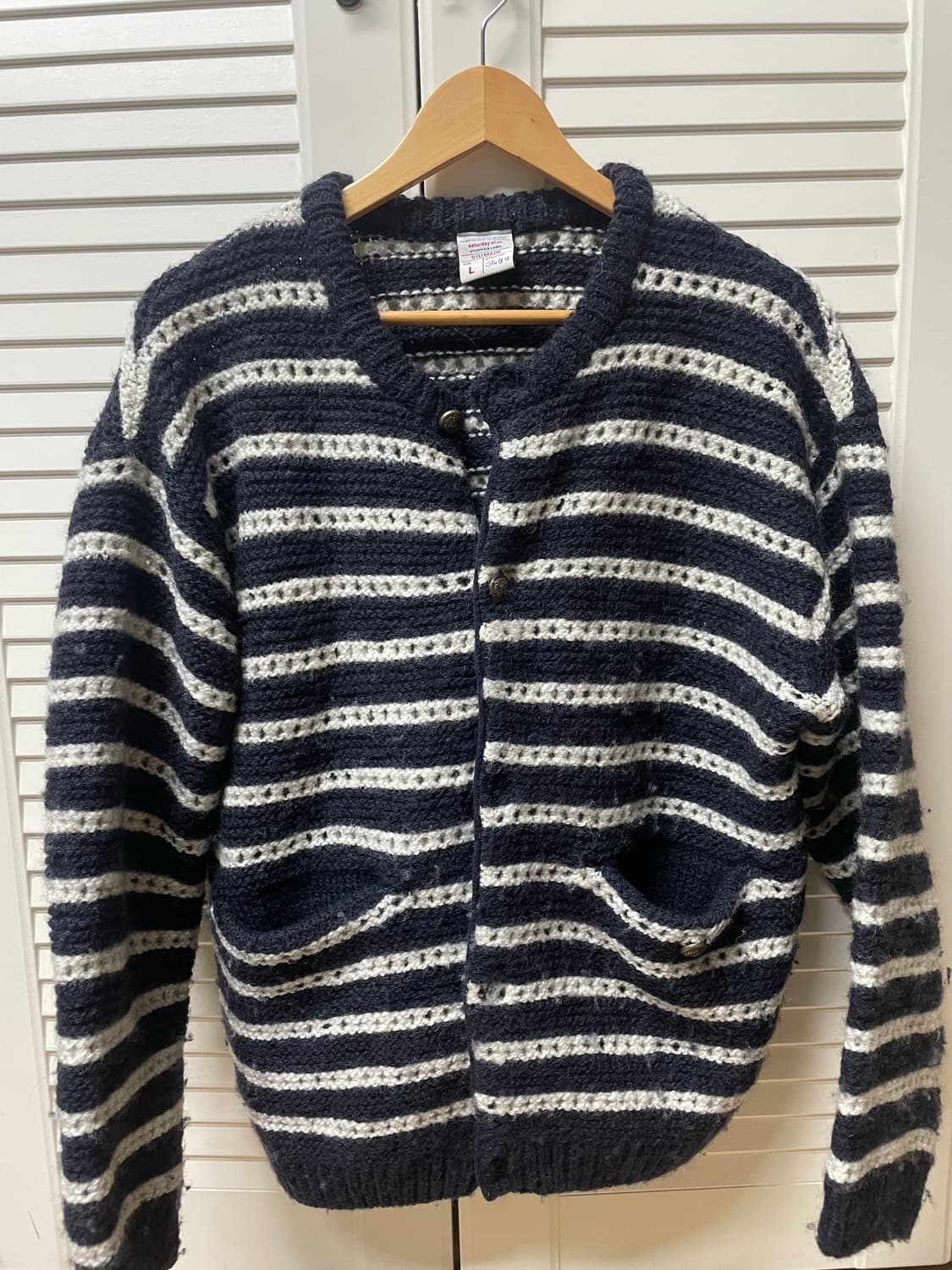 Stu 스트라이프 가디건 네이비 L 사이즈 상품이미지1