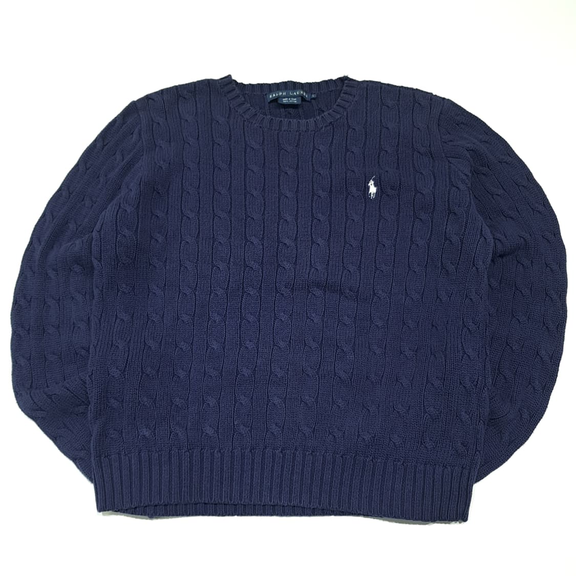 CK002 L 폴로 00s 케이블 화이트포니 네이비 니트스웨터 상품이미지1