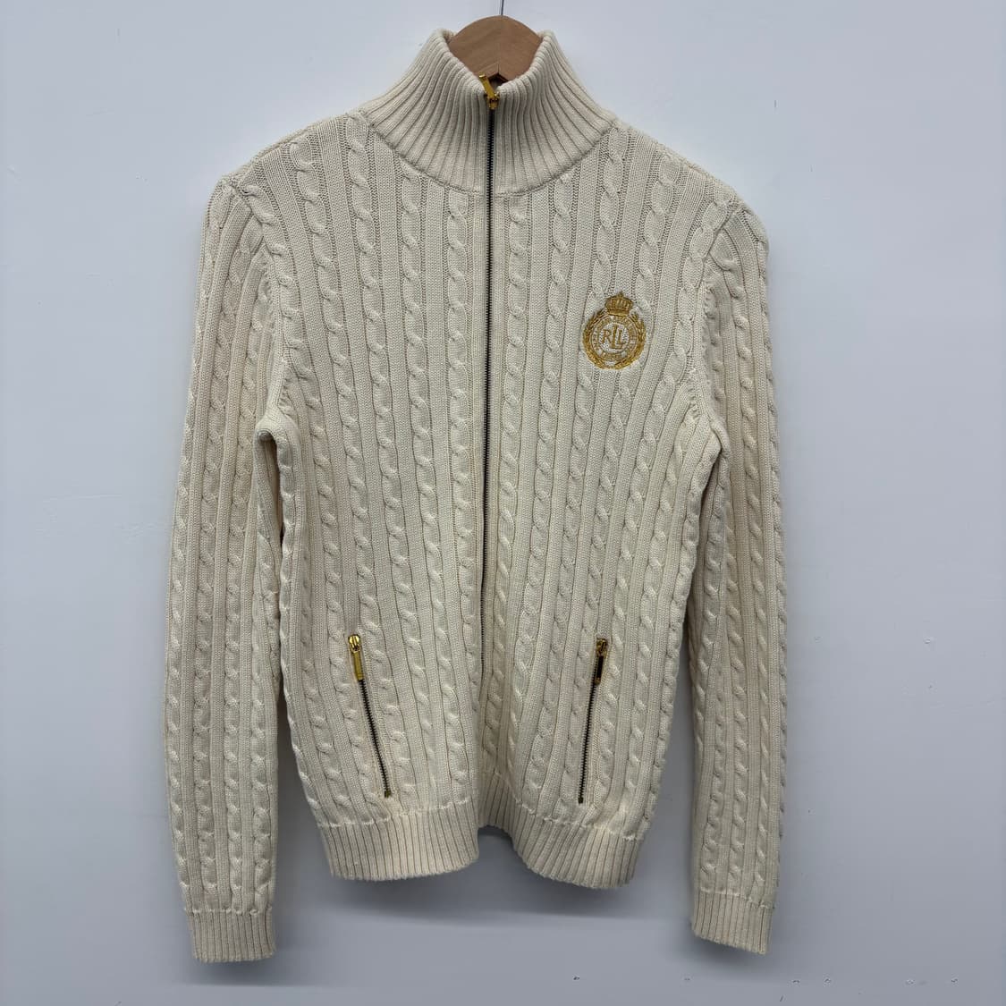 폴로 랄프로렌 아이보리 꽈배기 니트 집업 여M 상품이미지2