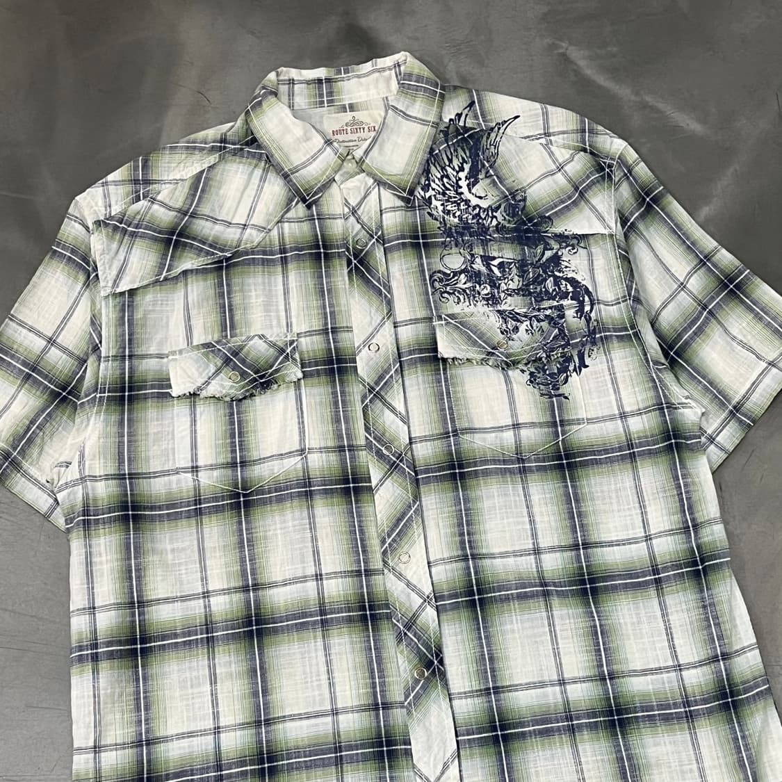  Route sixty six 그래픽 체크 하프 셔츠 y16330 상품이미지3