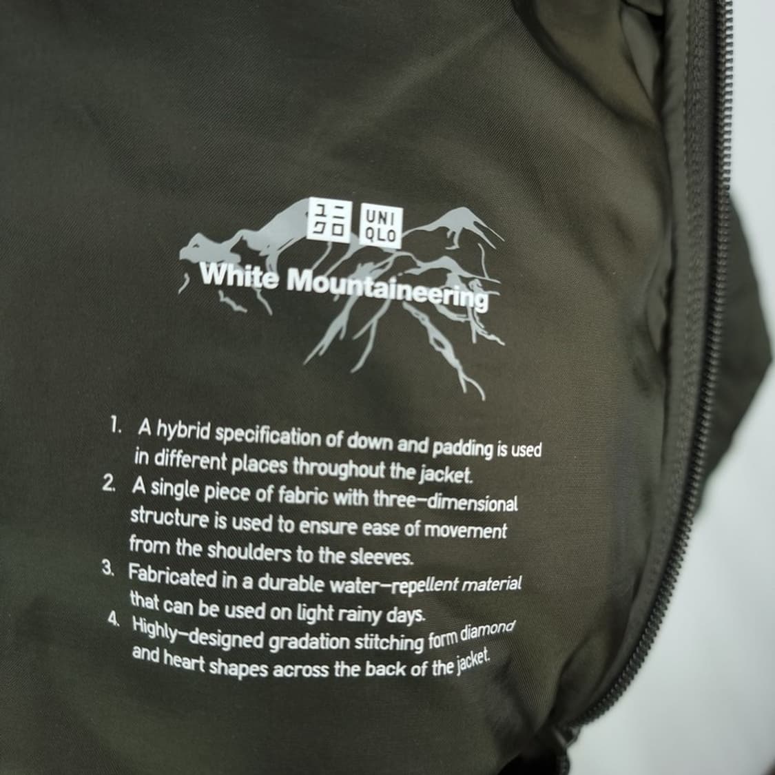 [유니클로 X 화이트마운티니어링] 퀼티드 봄버 자켓 M19164 상품이미지7