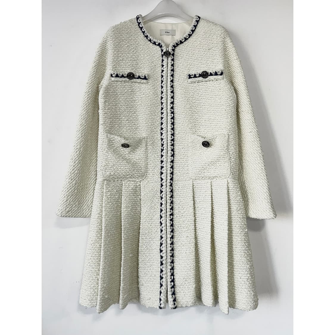 오즈세컨 플리츠 블록 트위드 원피스 상품이미지4