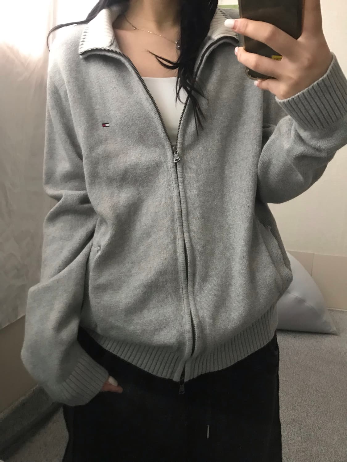 타미힐피거 그레이 루즈핏 니트집업 상품이미지1