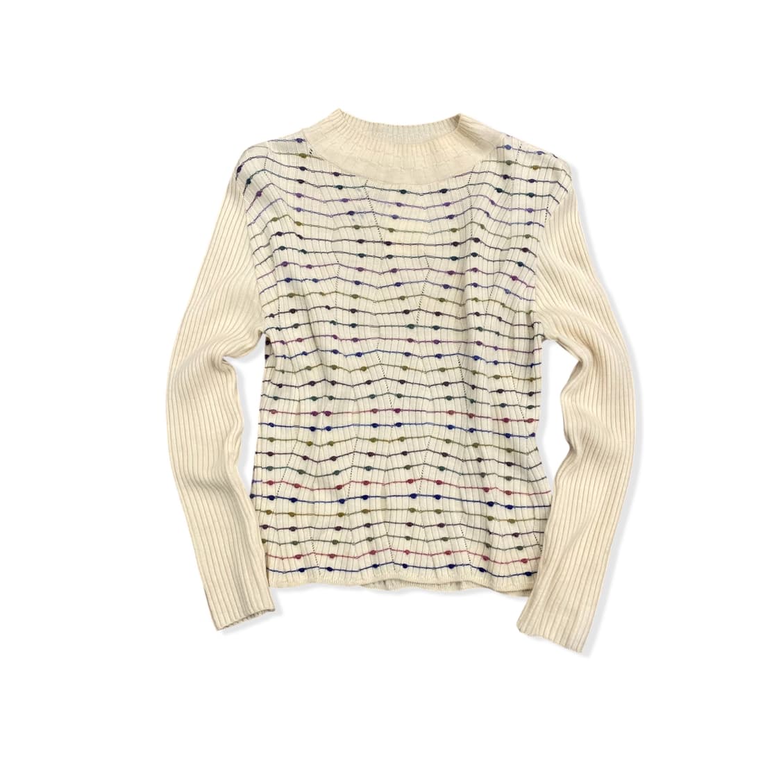 Beige high neck Multi  Knitwear Top 상품이미지1