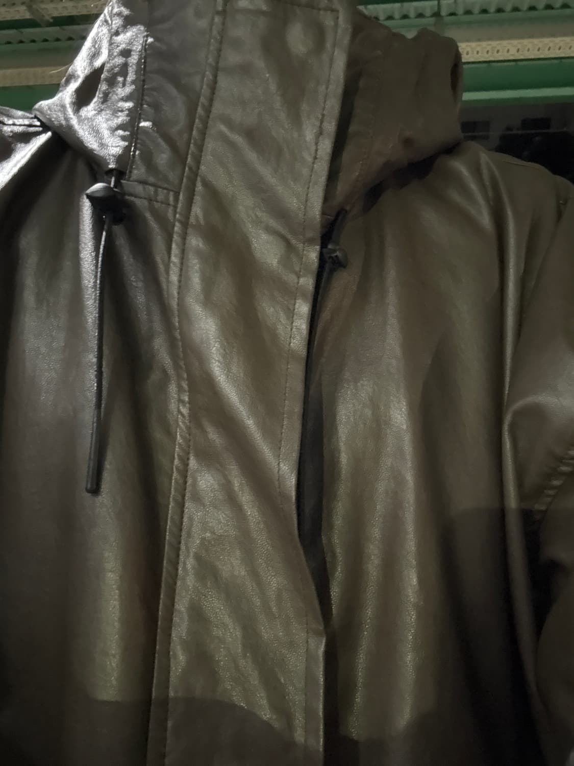 파르티멘토우먼 레더후드야상 카키 상품이미지3