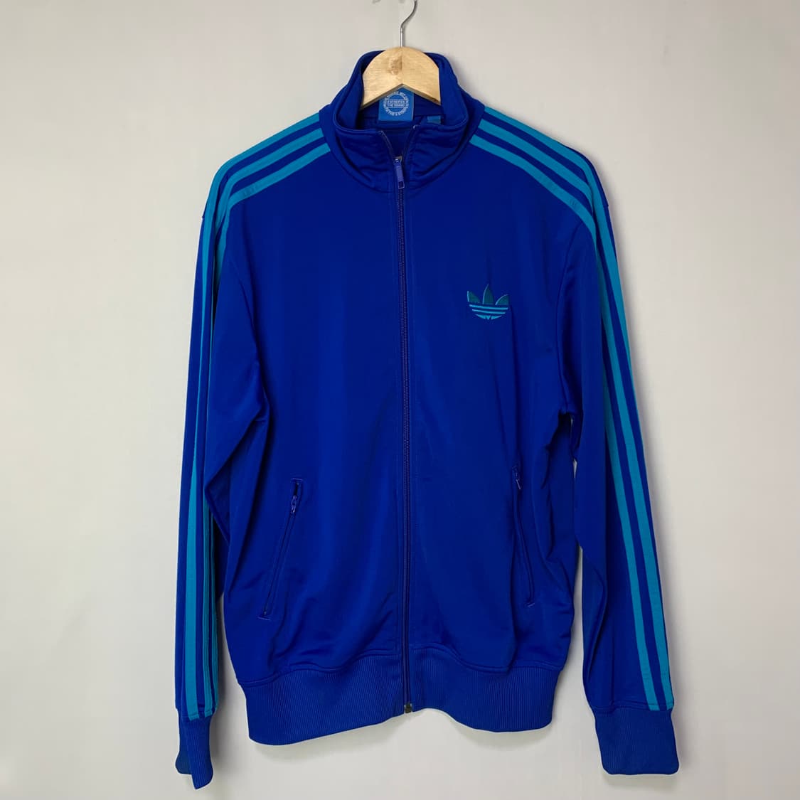 아디다스 파랑/민트 삼선 트랙탑 파이어버드 져지 빈티지 100 상품이미지2