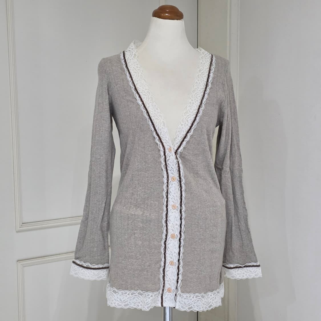 일본빈티지)히메라떼갸루st 브라운 레이스 로맨틱 로리타 니트롱가디건 상품이미지2