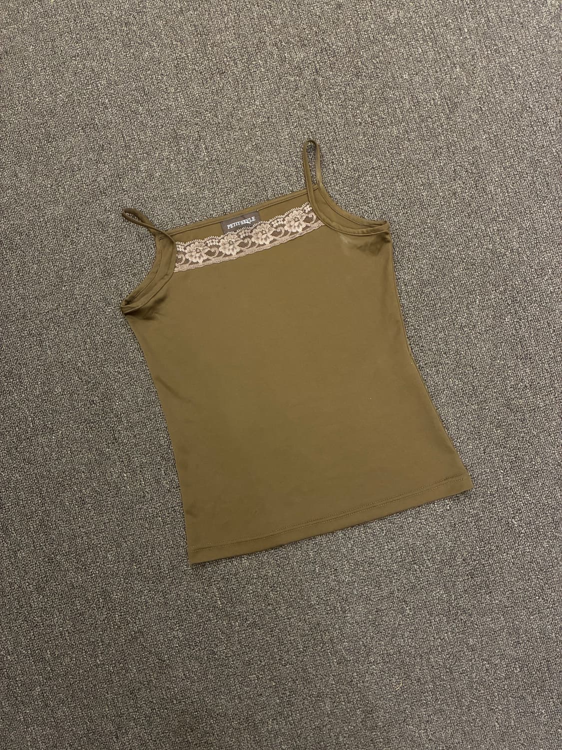 S)Japanese vintage 여성 레이스 디테일 브라운 나시 상품이미지1