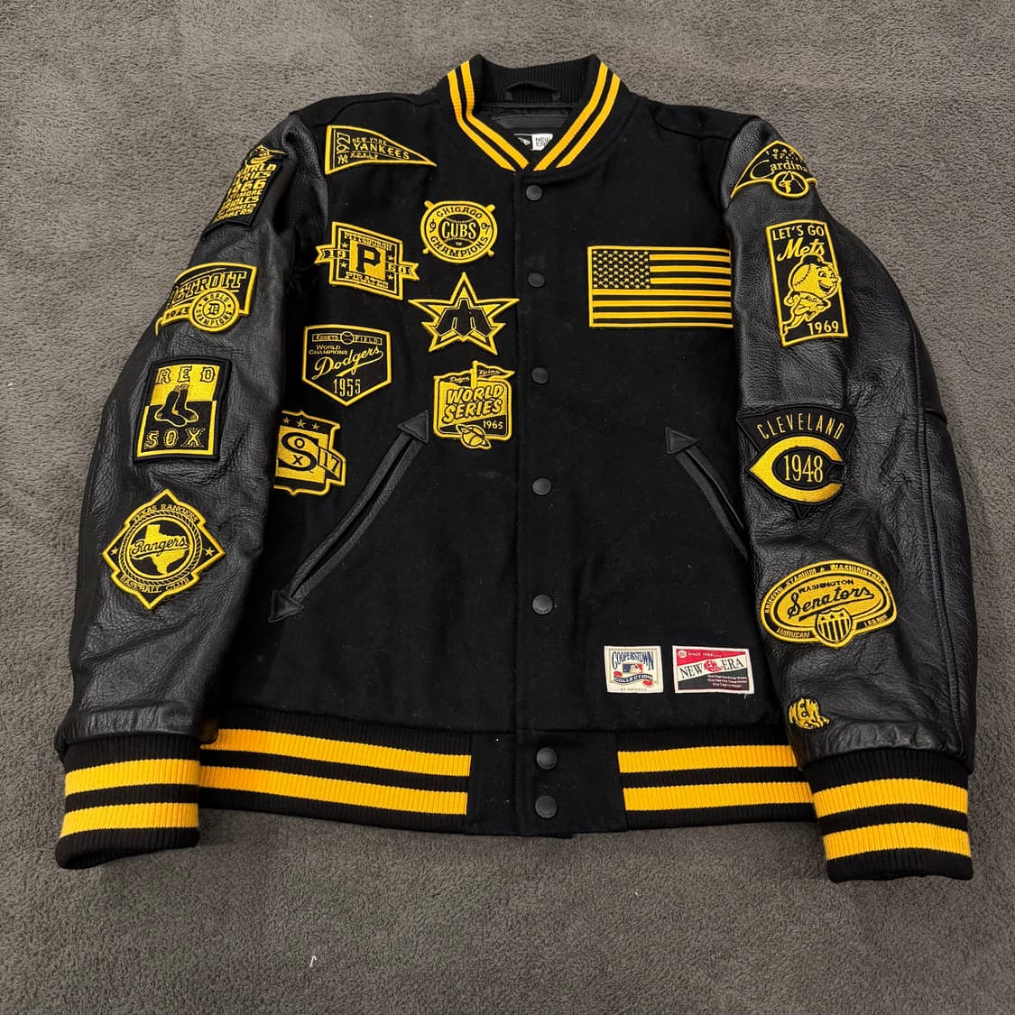 [정품/L] 뉴에라 MLB 쿠퍼스타운 레더 스타디움 바시티 자켓 상품이미지2