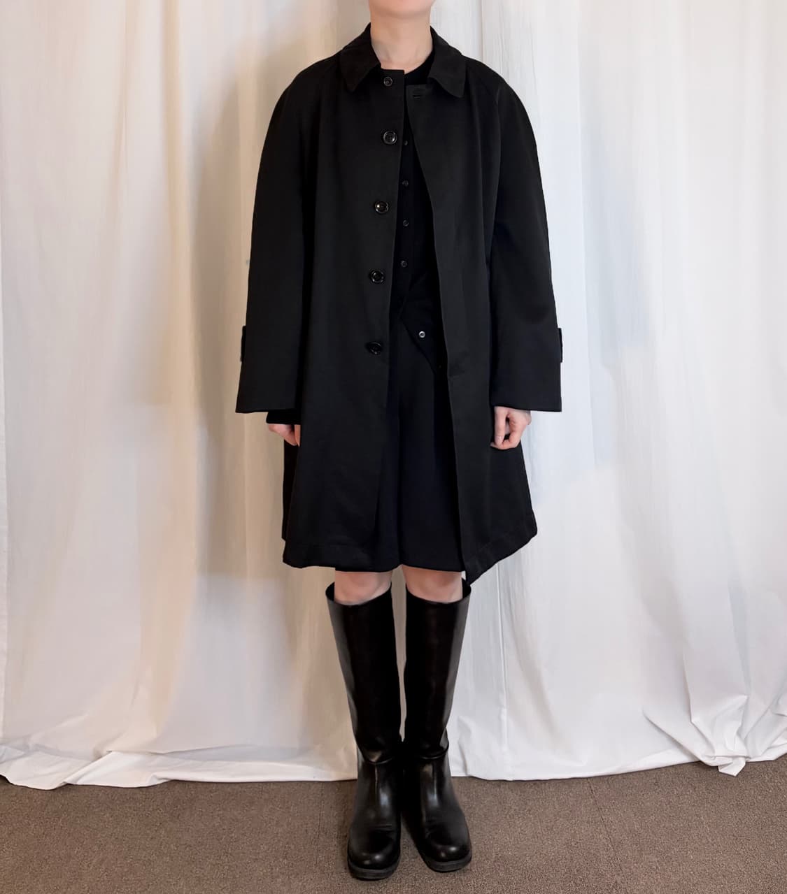 Hidden Button Midi Mac Coat - Black 상품이미지2