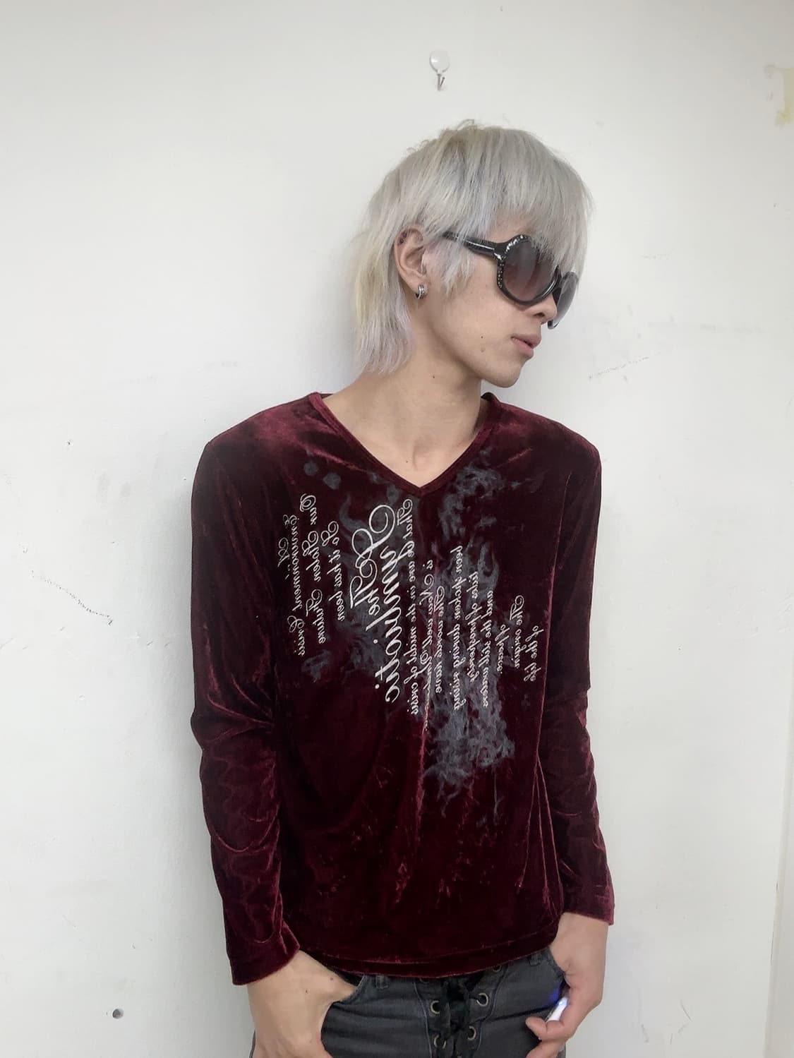 [Alpha Magic]Vkei Burgundy Velvet Sleeve 상품이미지1