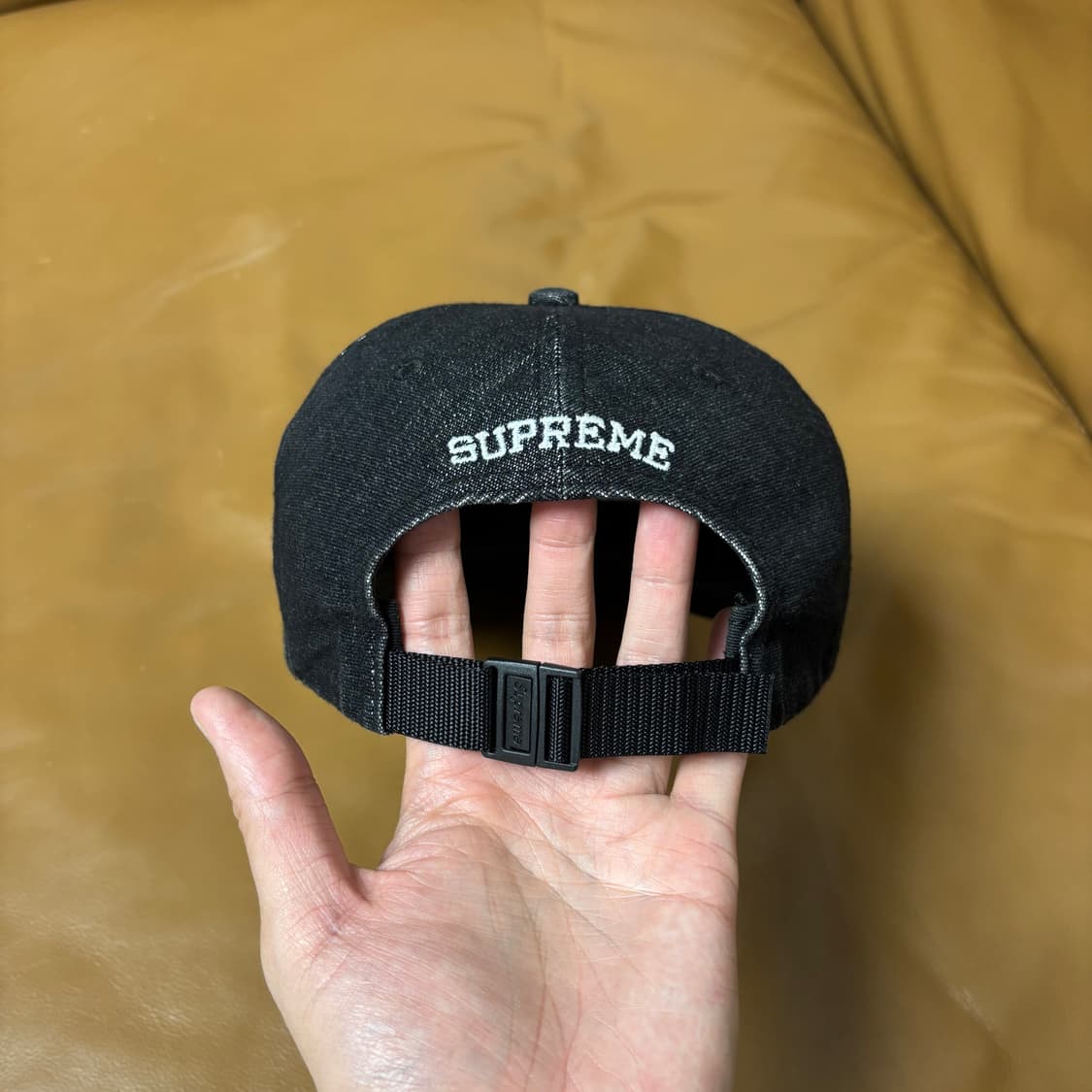 Supreme 슈프림 스몰 로고 데님 블랙 6패널 볼캡 모자 Black 상품이미지7