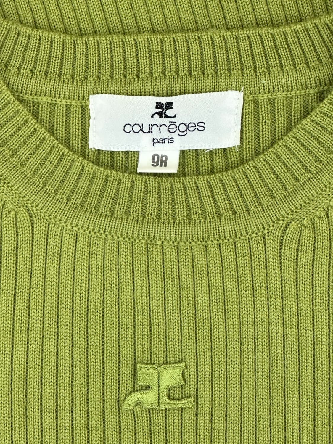 courreges / 꾸레쥬 올리브그린 골지 울 반팔 니트  상품이미지6