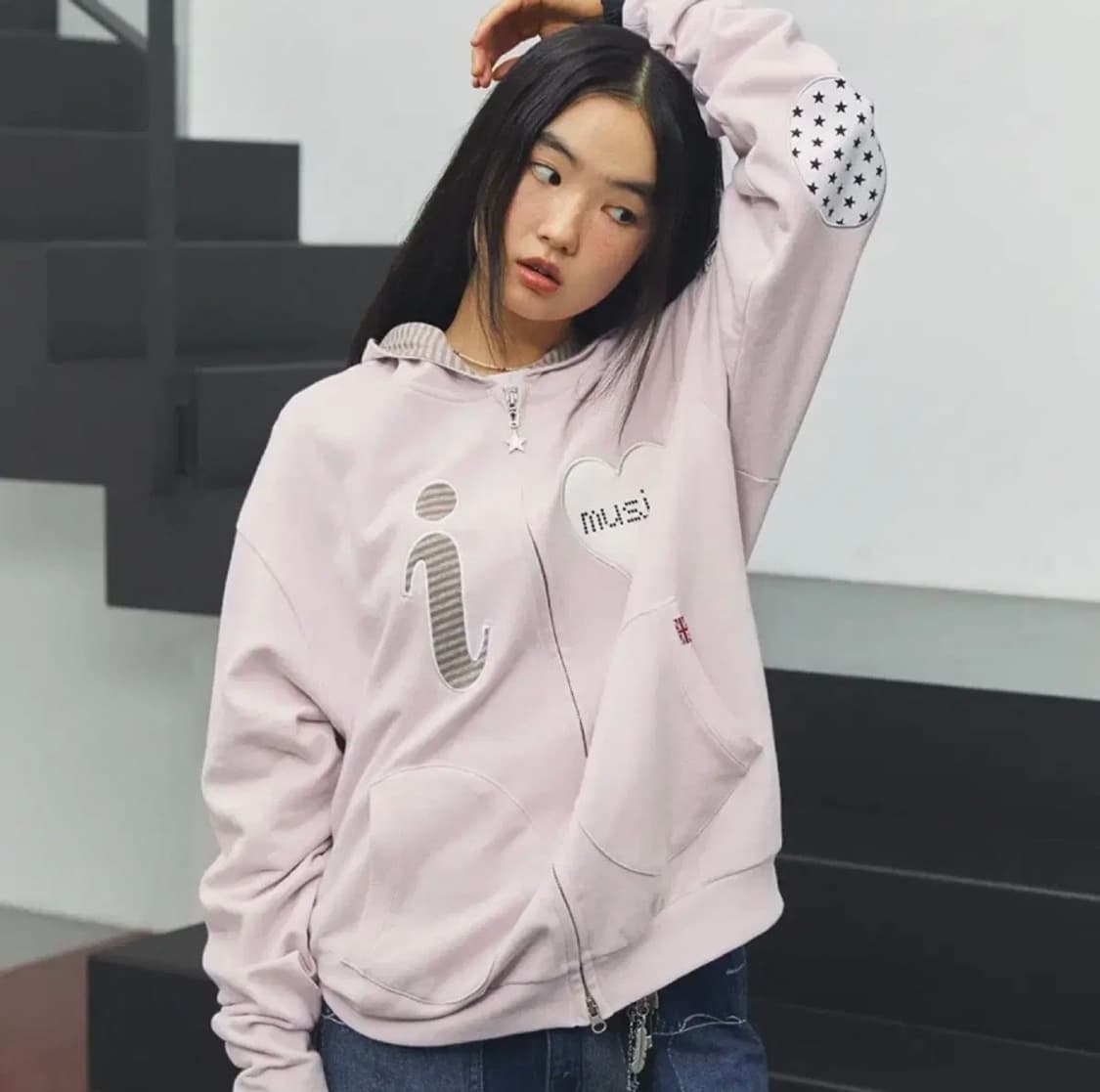 카비시 후드 집업 핑크 S 상품이미지1