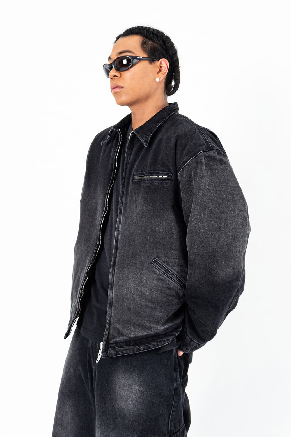 히든비하인드 데님 워크 자켓 블랙 L 상품이미지5