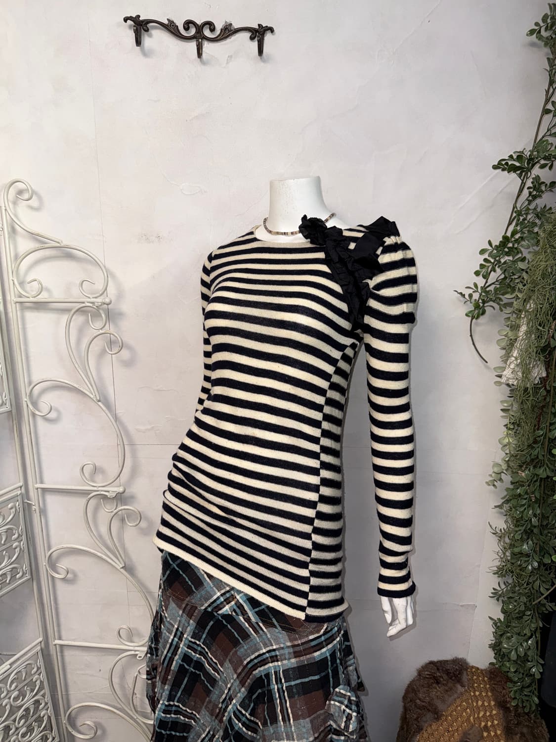 SJSJ black&white stripe wool ribbon knit 상품이미지2