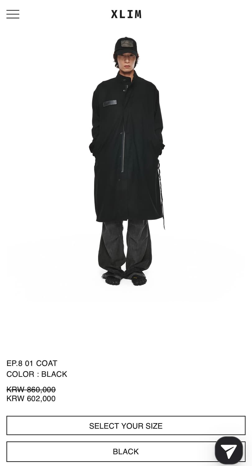 XLIM episode8 coat black XL 상품이미지1