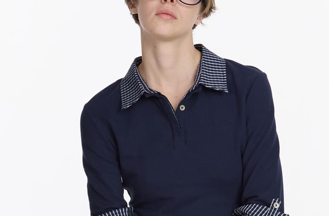 Lyuocheng Checkboard Polo Shirt <Navy> 상품이미지2