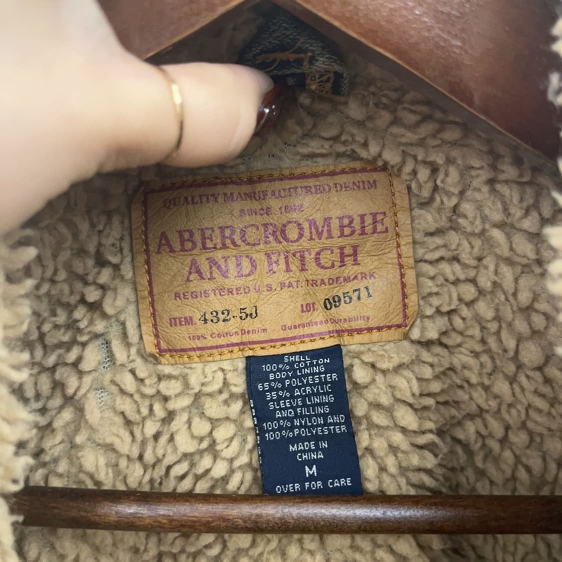 아베크롬비 빈티지 아메카지 데미지 워싱 양털 데님자켓 M C09531 상품이미지5