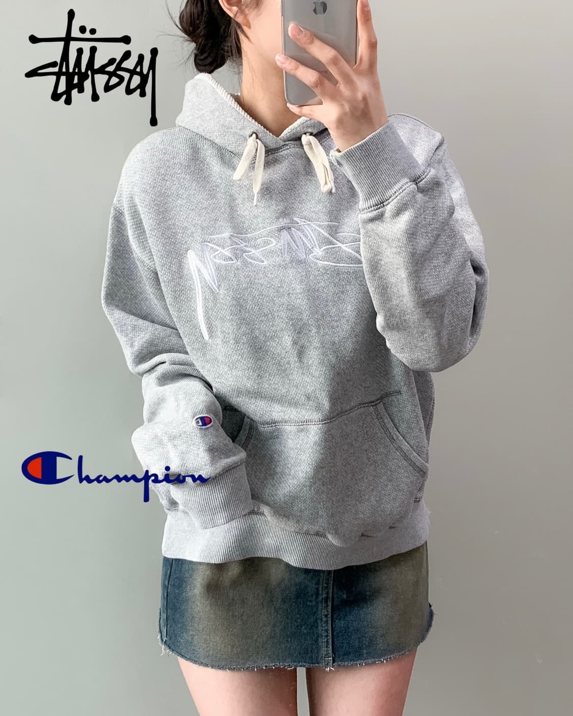 스투시 X 챔피온 후드티  상품이미지1