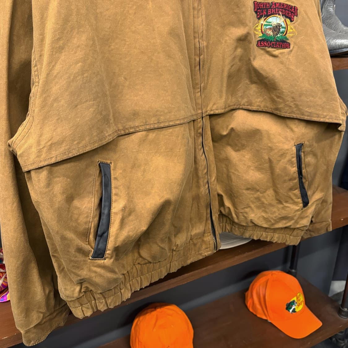 90s Holloway 체크 울 블랭킷 왁스코튼 유니온 워크자켓 N610 상품이미지4