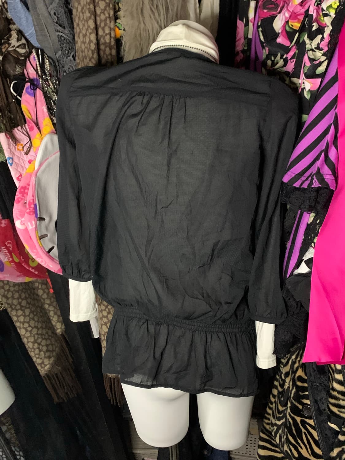 무채색 모리 캉캉 블랙 레이스 블라우스 상품이미지2