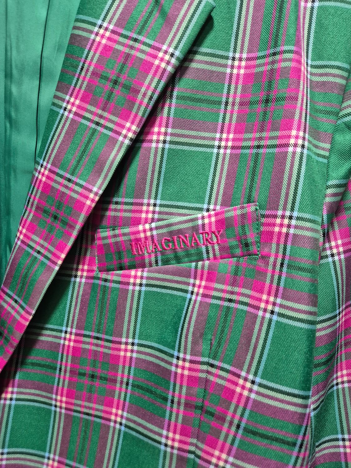 (새상품)DINT 딘트 그린 핑크 체크 자켓 상품이미지3