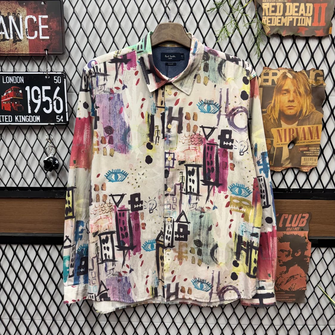 폴스미스 진스 클래식 핏 기하학 패턴 프린팅 셔츠 화이트 상품이미지1