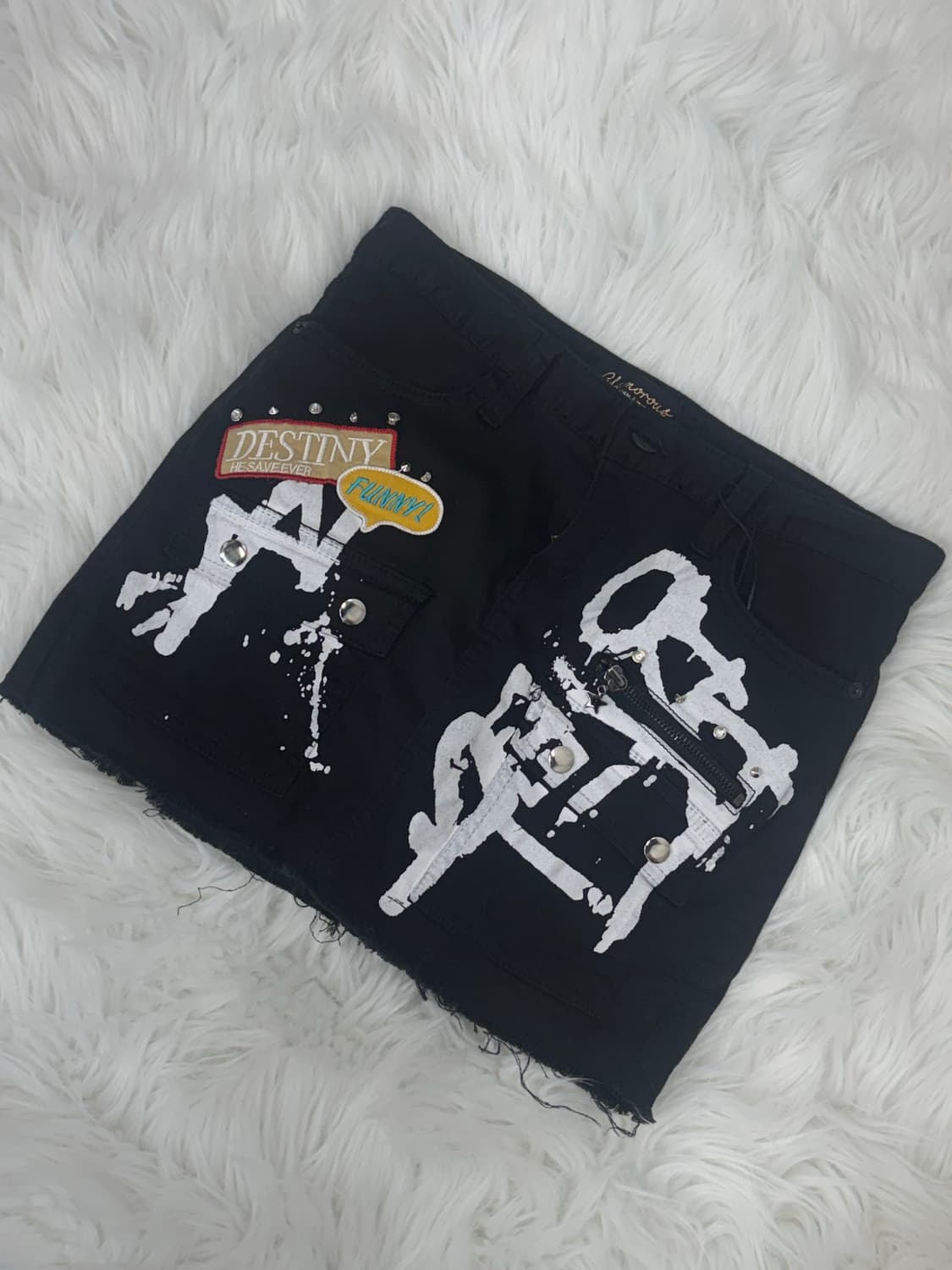 Punk-printed black mini skirt 상품이미지3