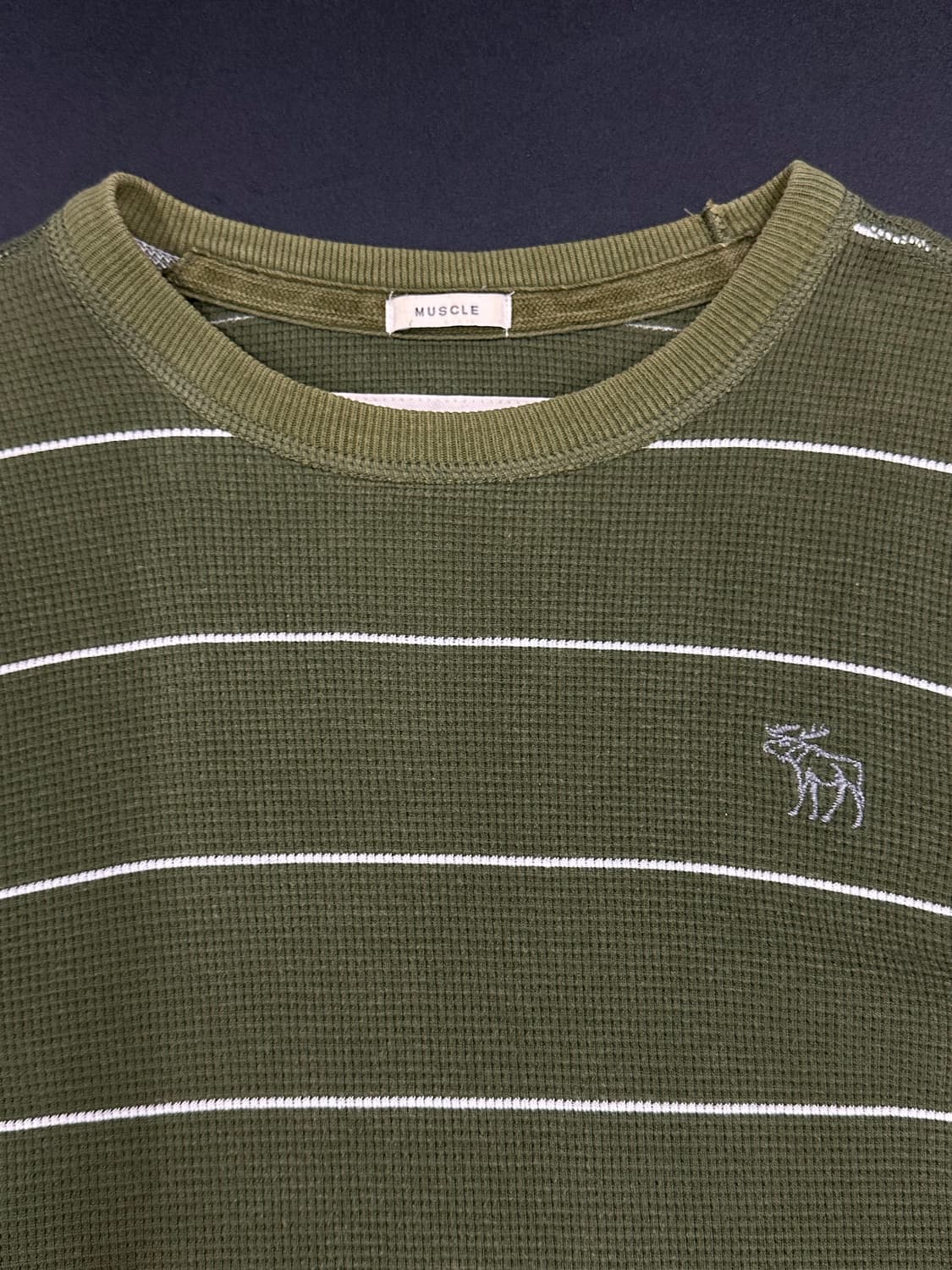  아베크롬비 Abercrombie 올리브그린 스트라이프 니트 롱슬리브 상품이미지5