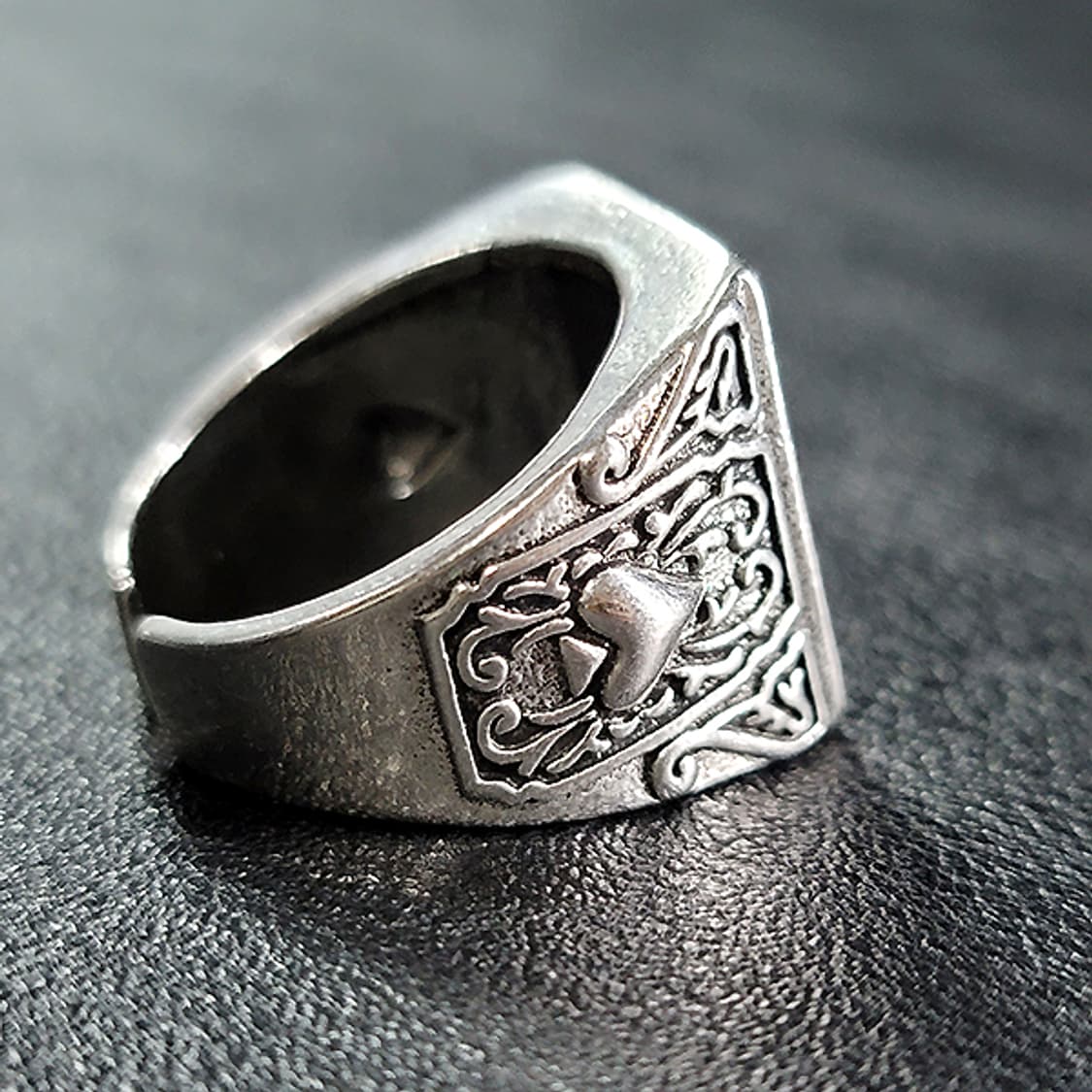 Spadion 백동 빅사이즈 남자 엔틱 빈티지 스페이드 에이스 카드 반지 상품이미지3