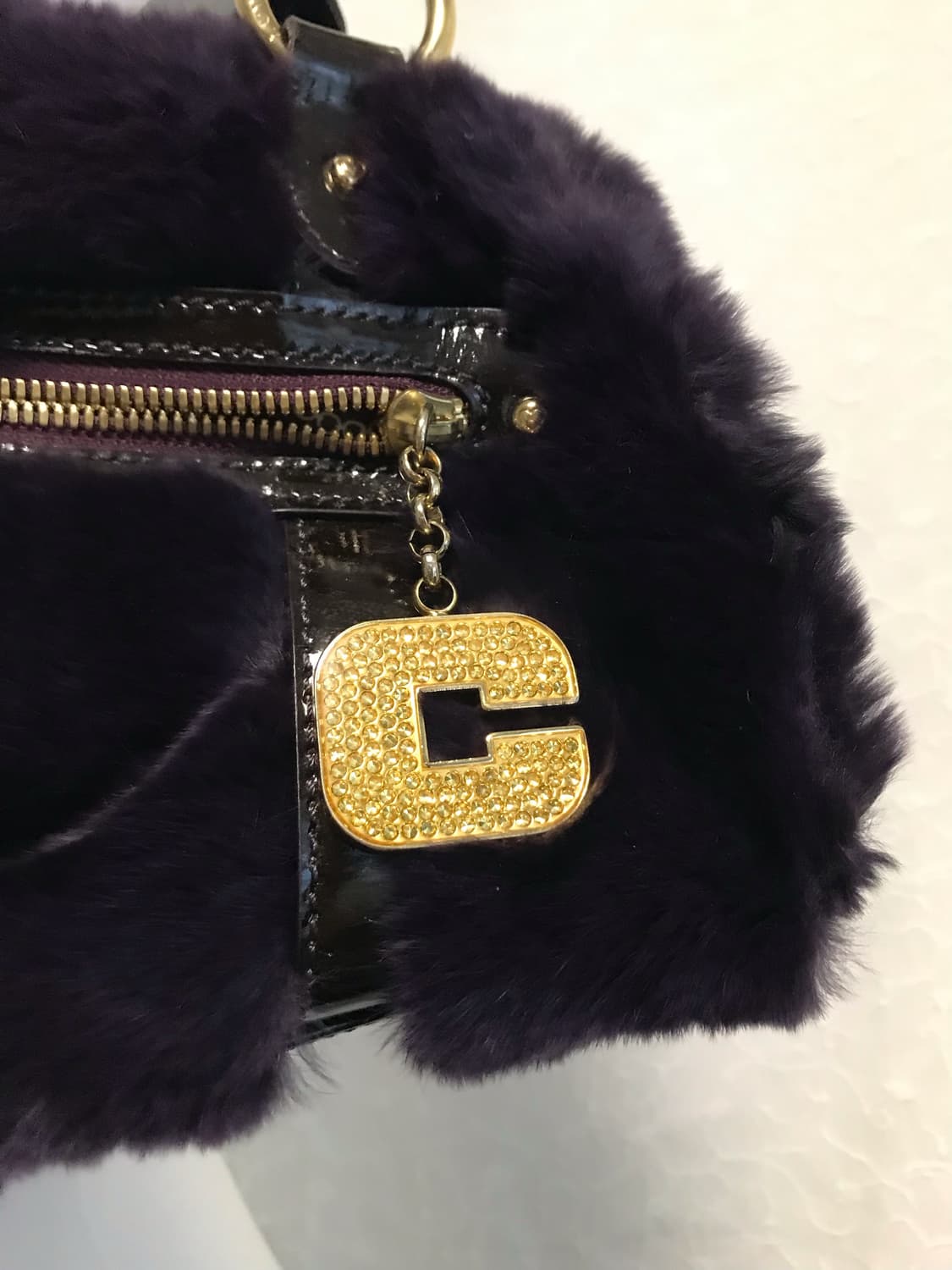 빈티지 lovcat 러브캣 갸루 큐빅 챰 퍼 토트백 가방 상품이미지4