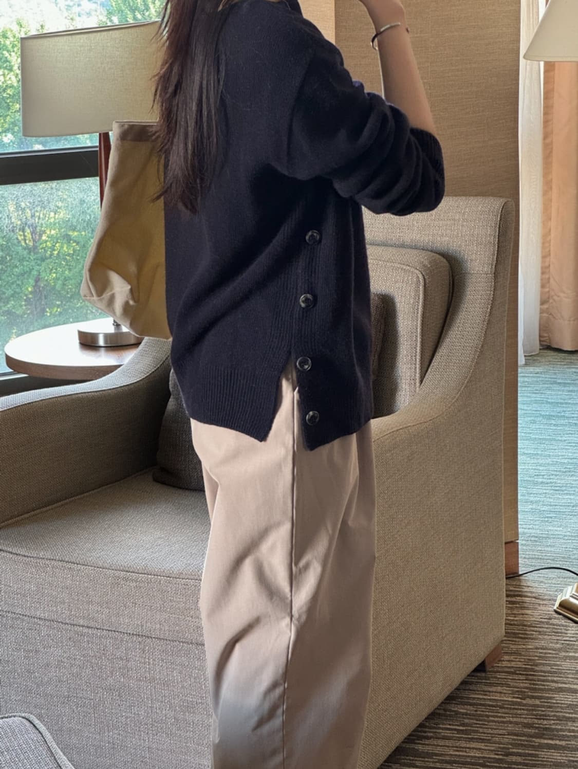 5KP 에페 보트 사이드버튼 니트 네이비 새제품 상품이미지3