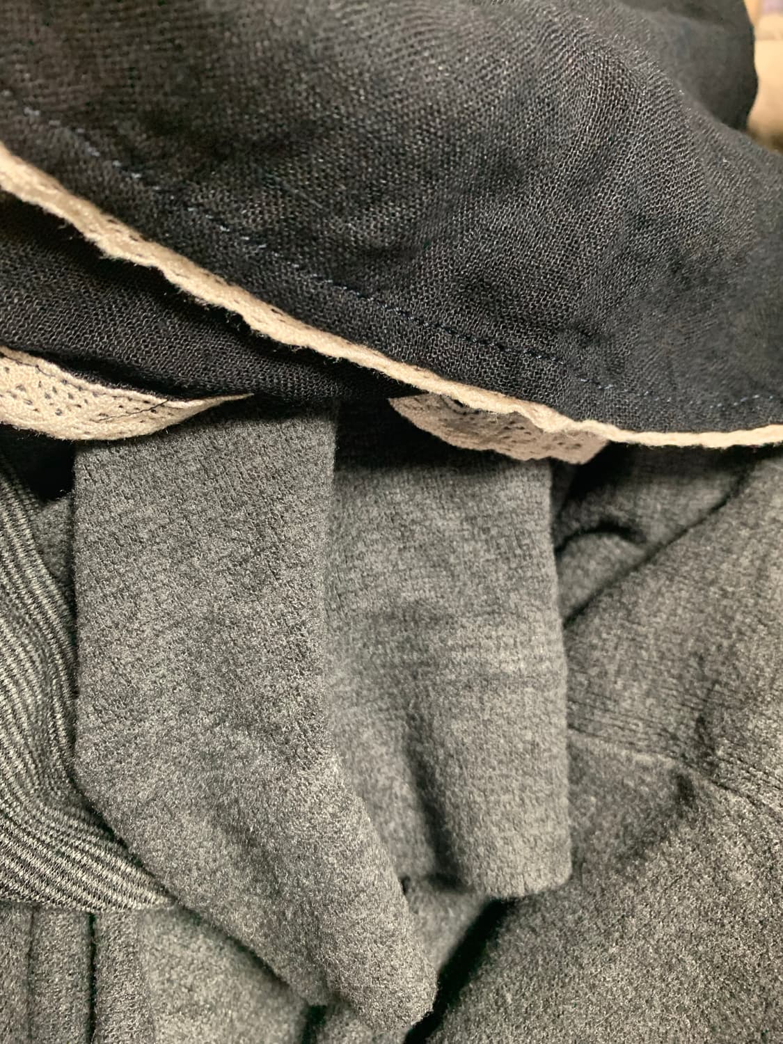 린넨 100 블랙 미디 레이어드 아일렛 스커트 상품이미지5