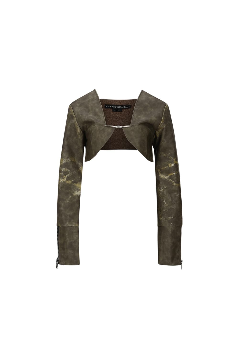 앤더슨벨 볼레로 크롭 포레더 가죽자켓 빈티지 브라운 카우걸 가디건 상품이미지1