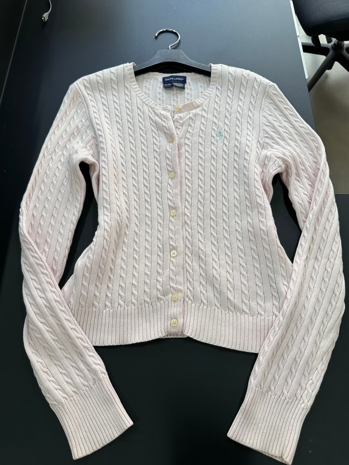 폴로랄프로렌 코튼캔디핑크 꽈배기 케이블니트 가디건 상품이미지4