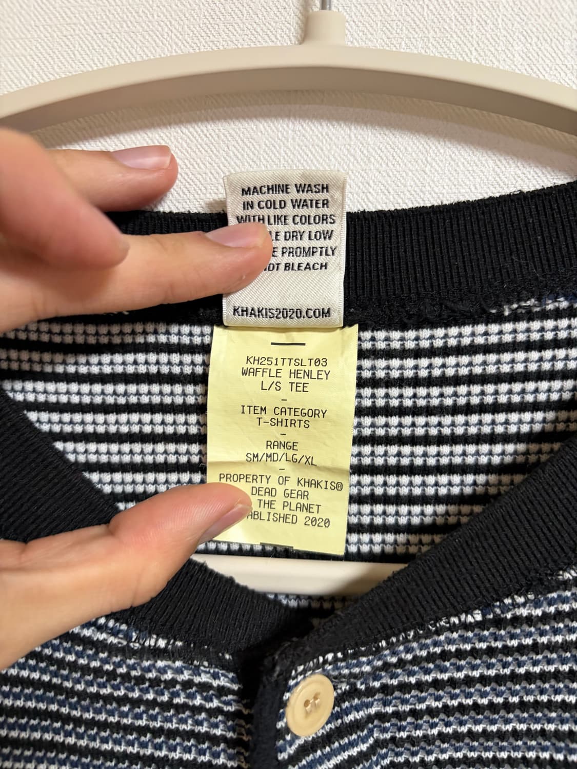 [M]카키스 와플 헨리넥 블랙 상품이미지2