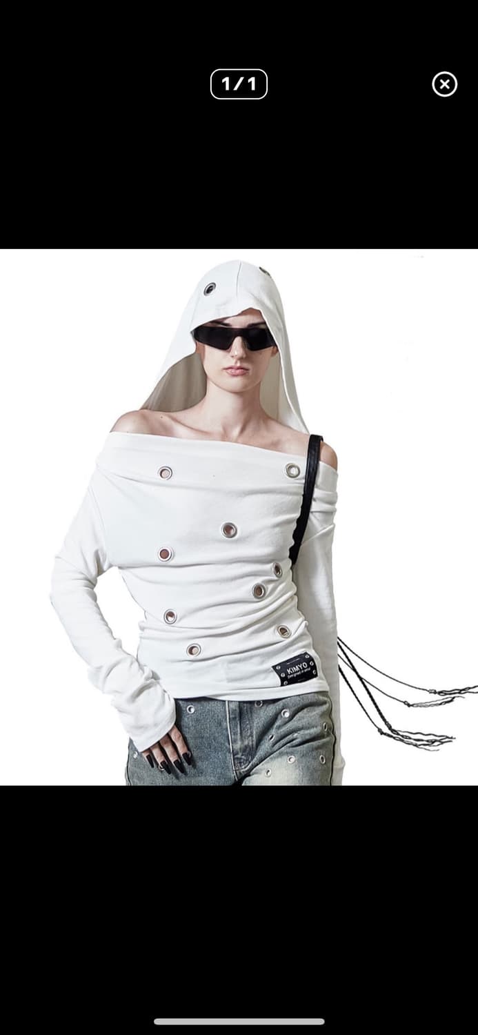 kimyo 키묘 hooded batwing top 아일렛 후드탑 상품이미지1