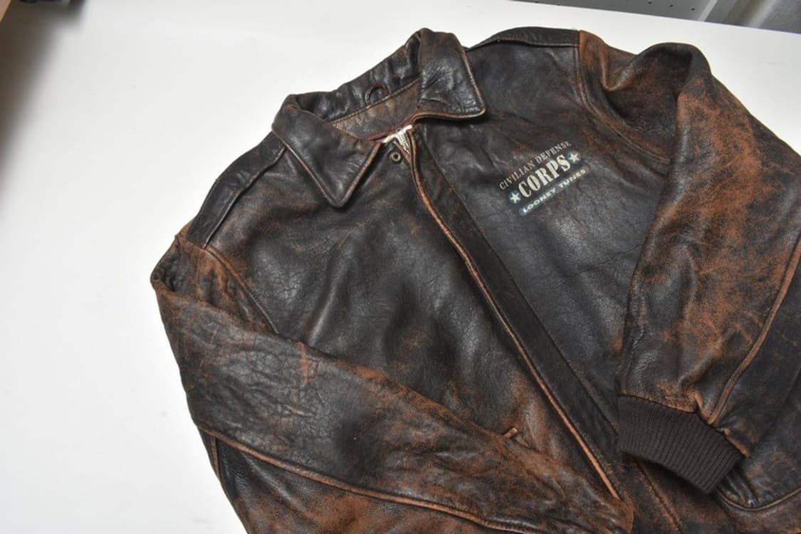 90S 루니튠즈 무톤 A-2 가죽자켓 항공점퍼  L 상품이미지4