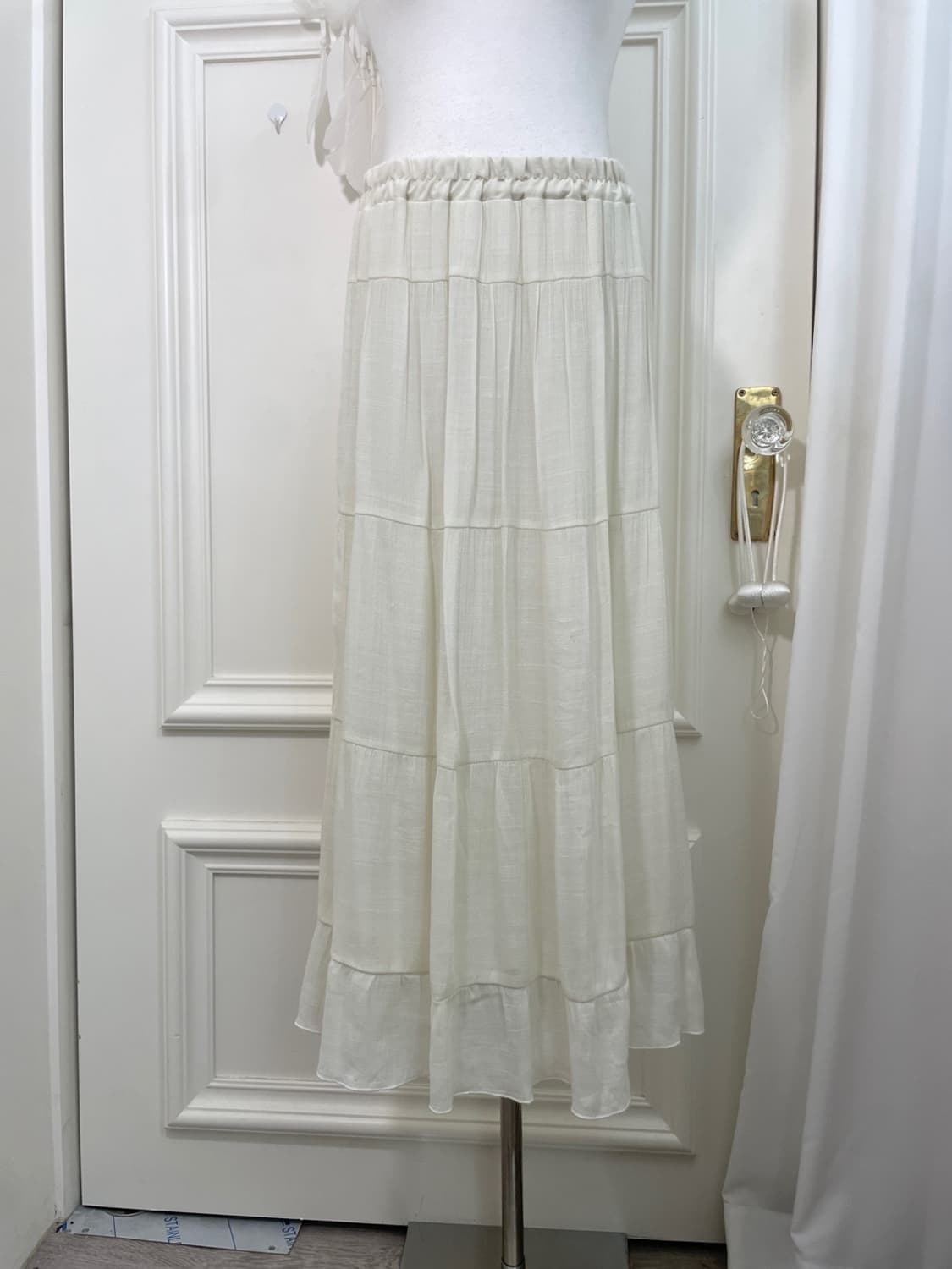 ivory tired spring long banding skirt 상품이미지5
