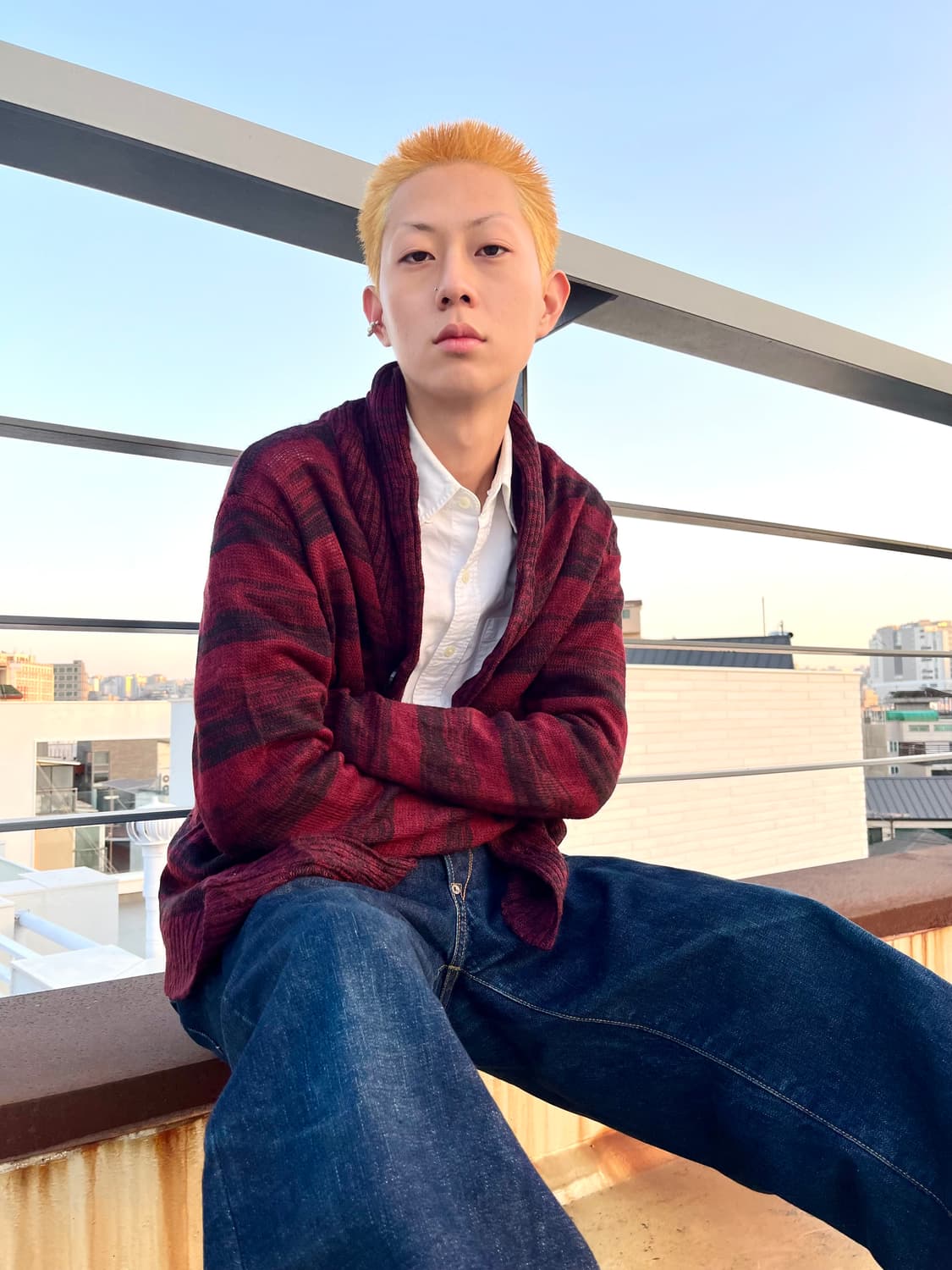 Acrylic Striped Cardigan 상품이미지3