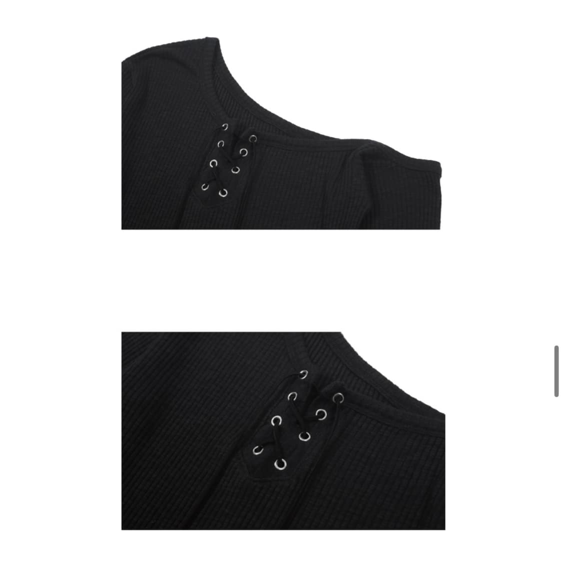 아수라 레이스 업 원숄더 티 블랙 (윈터 착용) 오프숄더티 상품이미지7