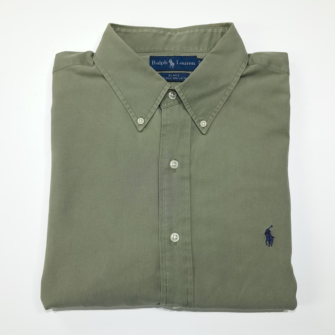 CL847 2XL 폴로 90s 실크코튼 올리브그린 박스핏 셔츠 남방 상품이미지7