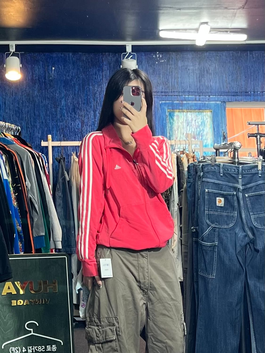 아디다스 핑크 화이트 삼선 져지 L 상품이미지3