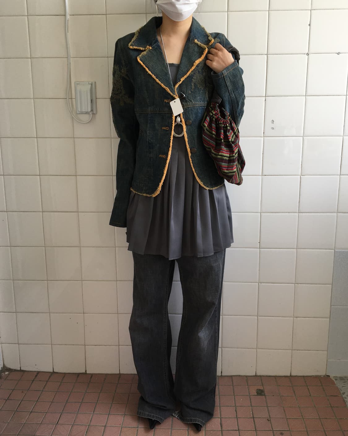 Flower point denim washing jacket 상품이미지1