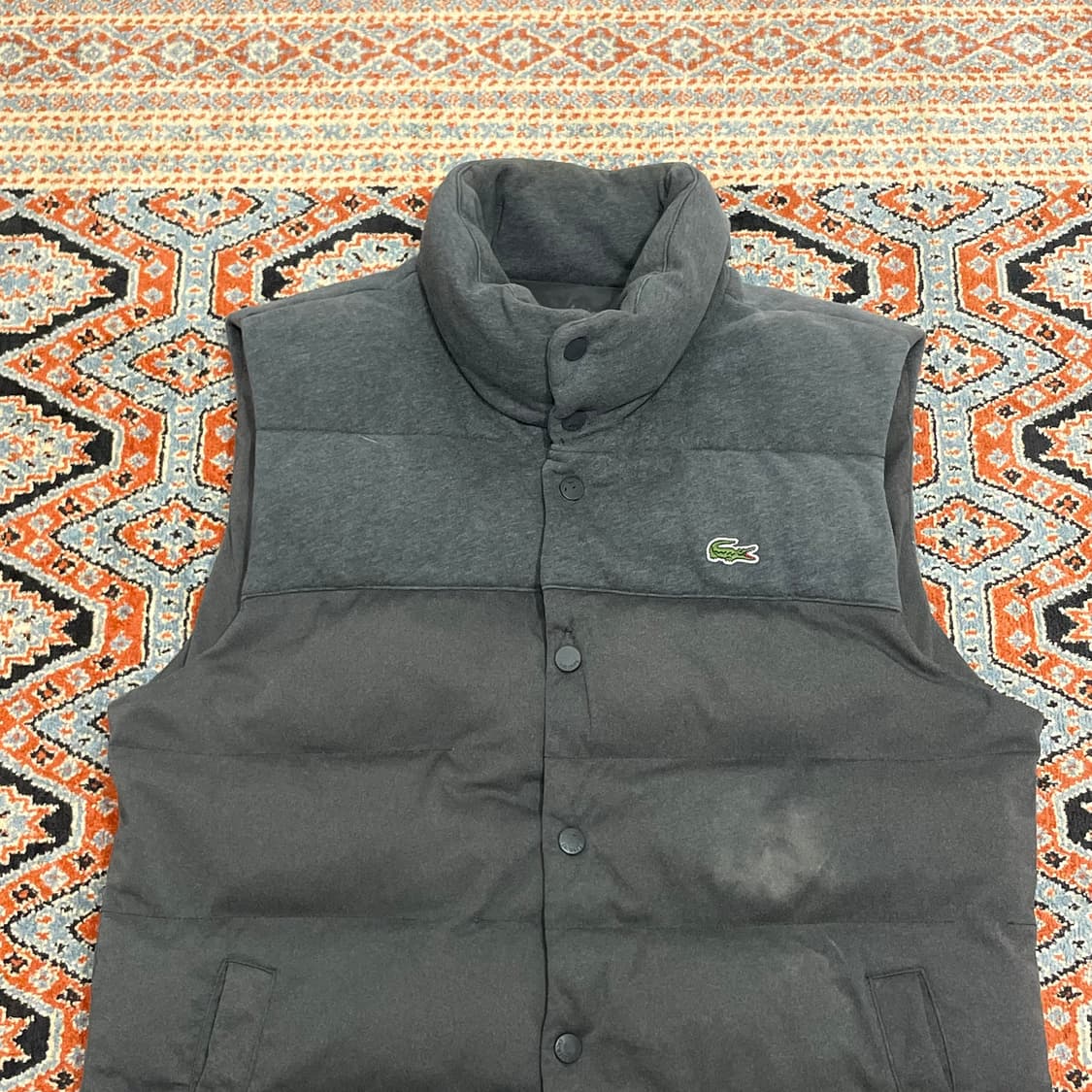 라코스테 그레이 면 버튼 패딩조끼 48 남성M 상품이미지2