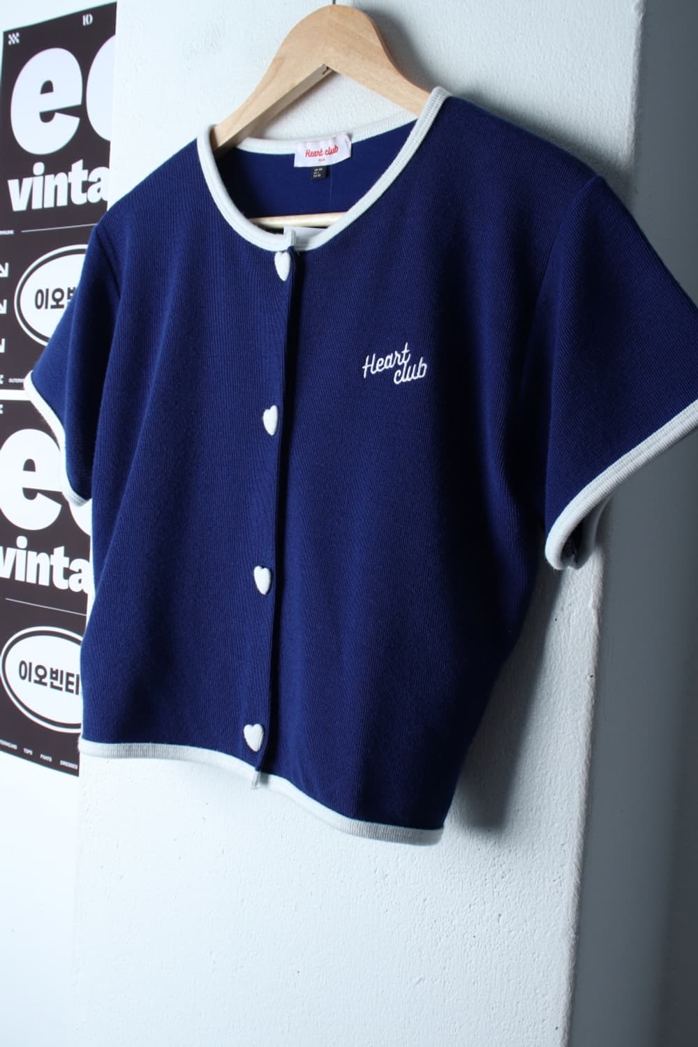 W(L-XL) 하트클럽 반팔 티셔츠 니트가디건 여름용 블루-H32321 상품이미지1