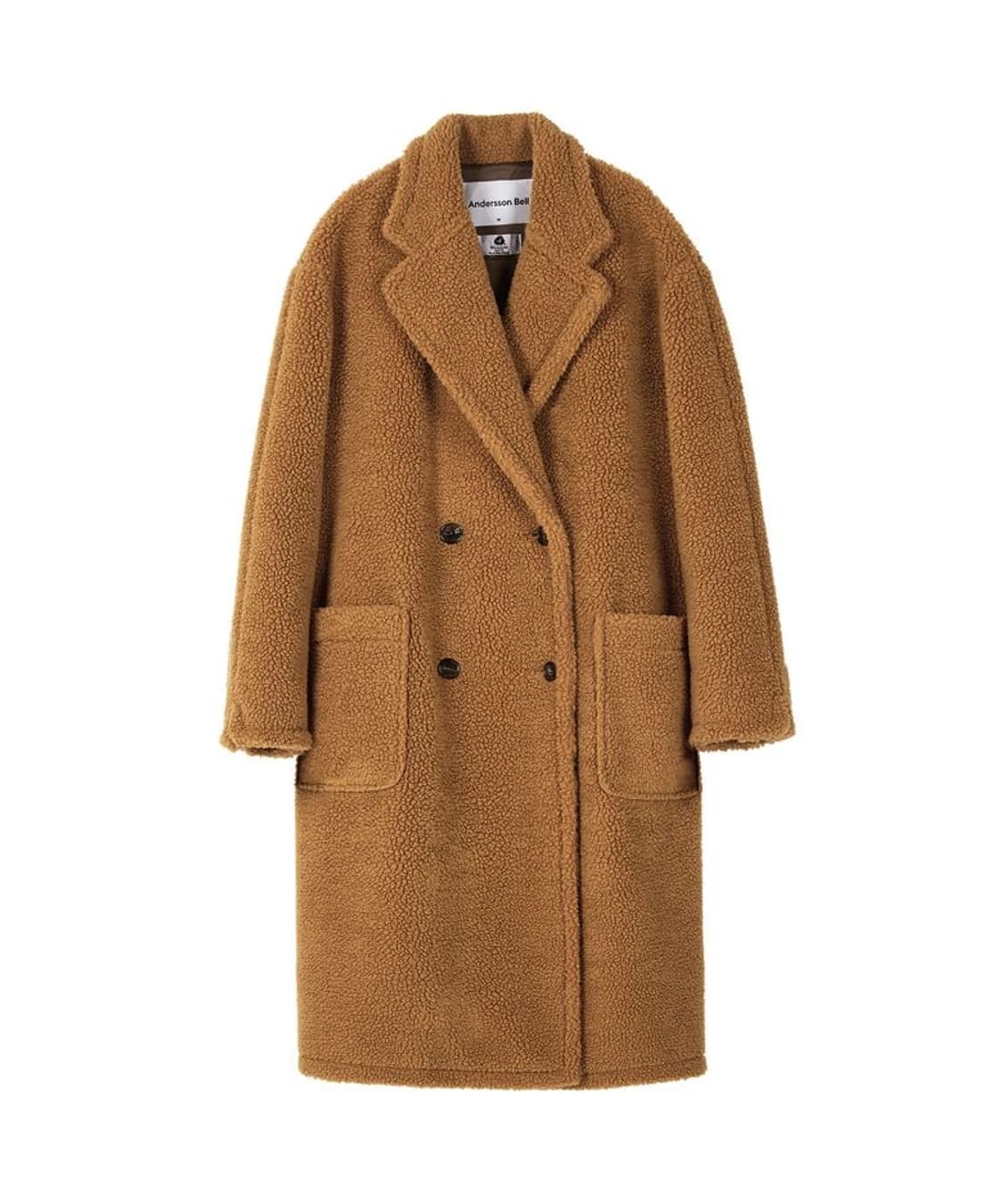 (M) 앤더슨벨 테디베어 울 더블 코트 카멜 브라운 상품이미지1