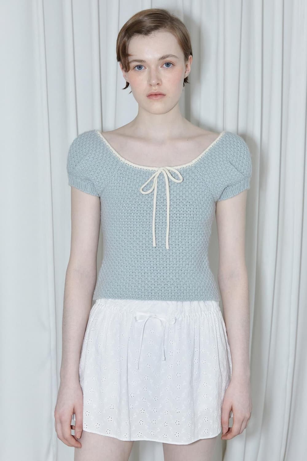 시눈 하프 니트탑 라이트 블루 상품이미지2